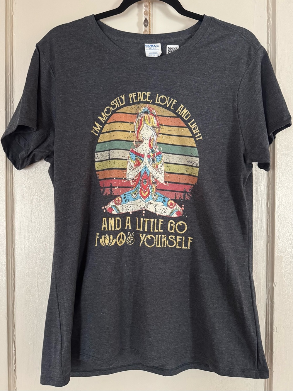 Graphic Yoga Girl Tee - Charcoal